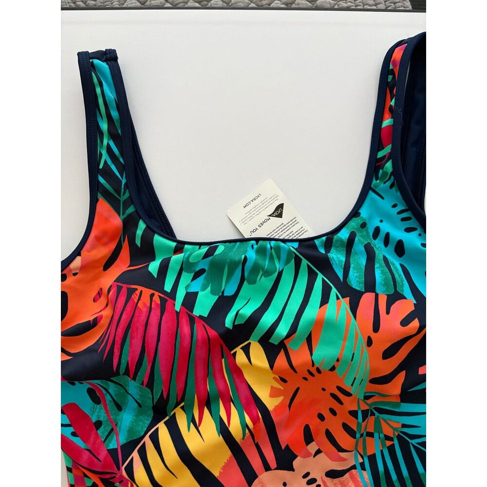 Lands End NWT One Piece Swimsuit Size 6 Tropical Print Navy Full Coverage Padded - Picture 8 of 10